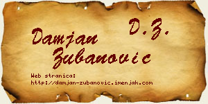 Damjan Zubanović vizit kartica